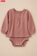 Camiseta tipo body rosa con topitos blancos Babidu
