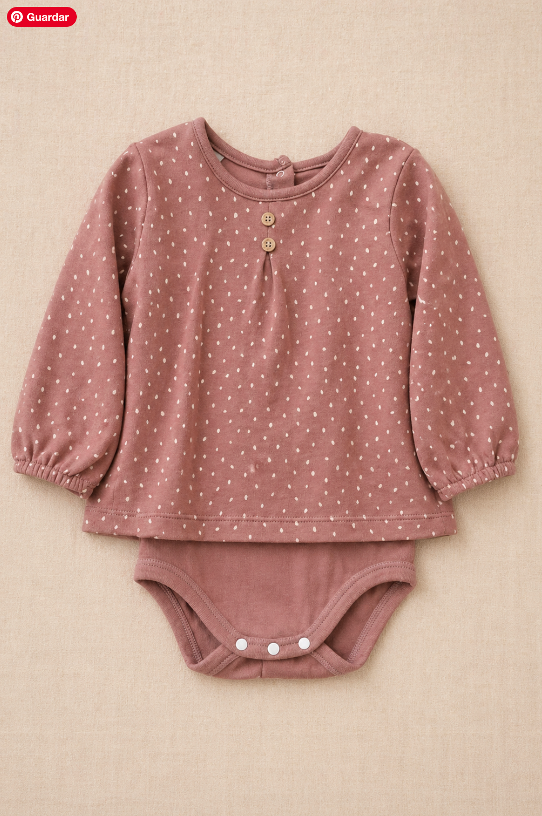 Camiseta tipo body rosa con topitos blancos Babidu