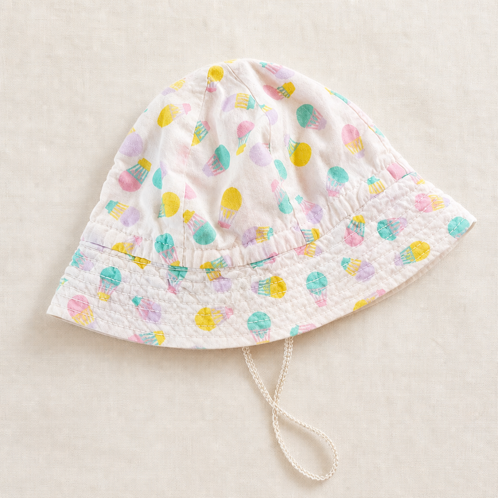 Gorro bucket vintage estampado globos aerostáticos pastel - ref. TRK-ACC-0016