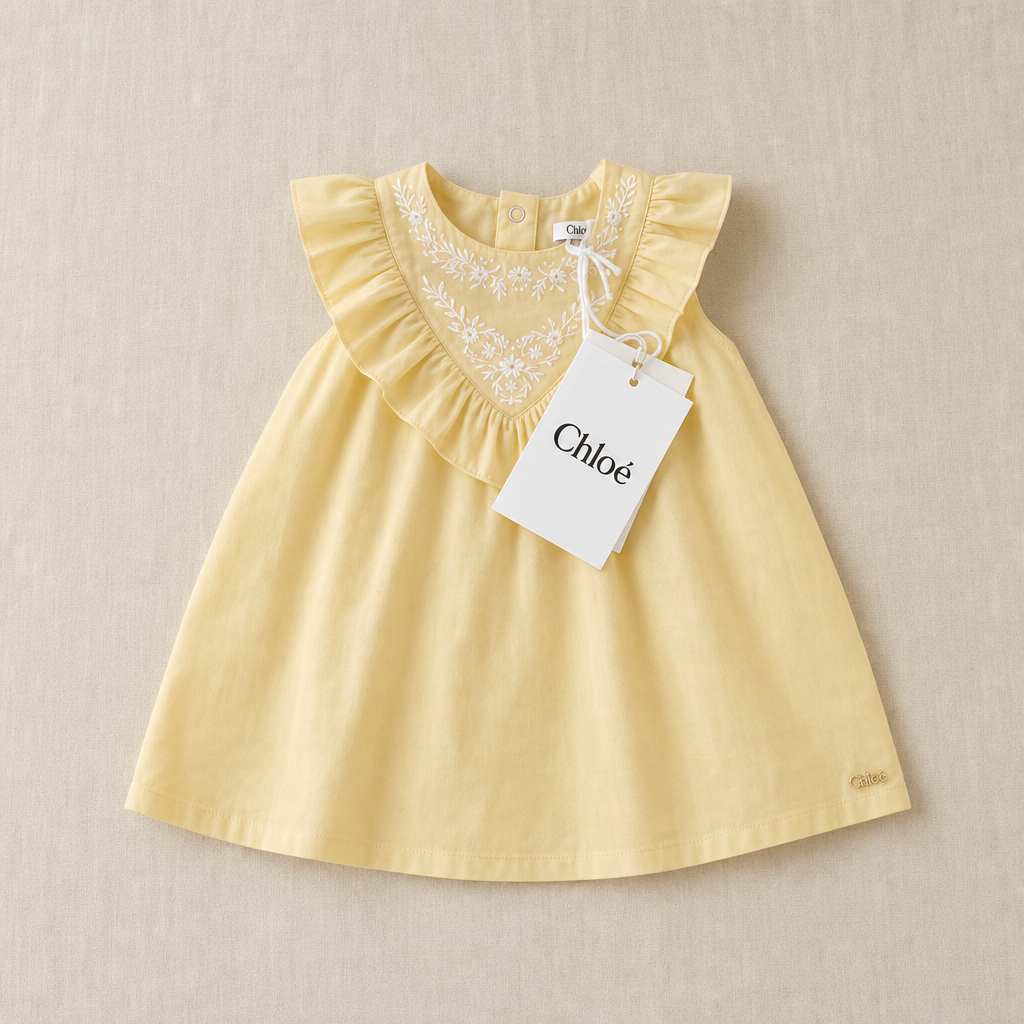 Vestido bebé Chloé amarillo bordado floral 0-3m