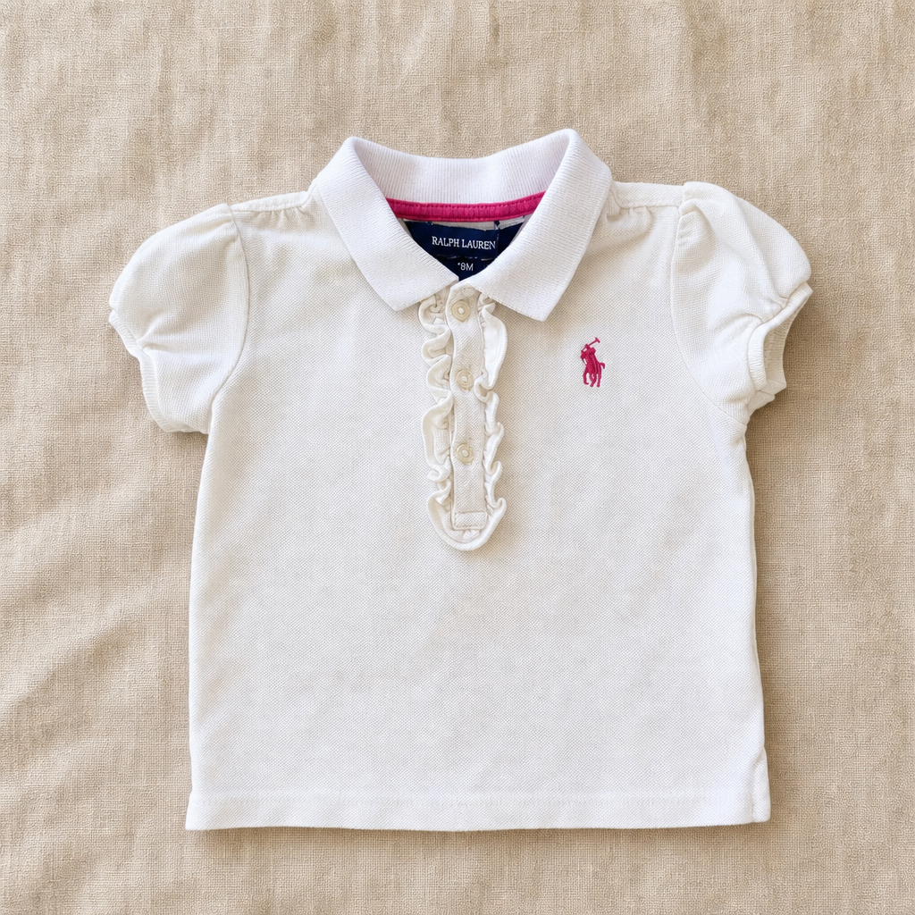 Polo Ralph Lauren blanco con poni rosa