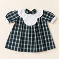 Vestido tartán verde con cuello bobo blanco