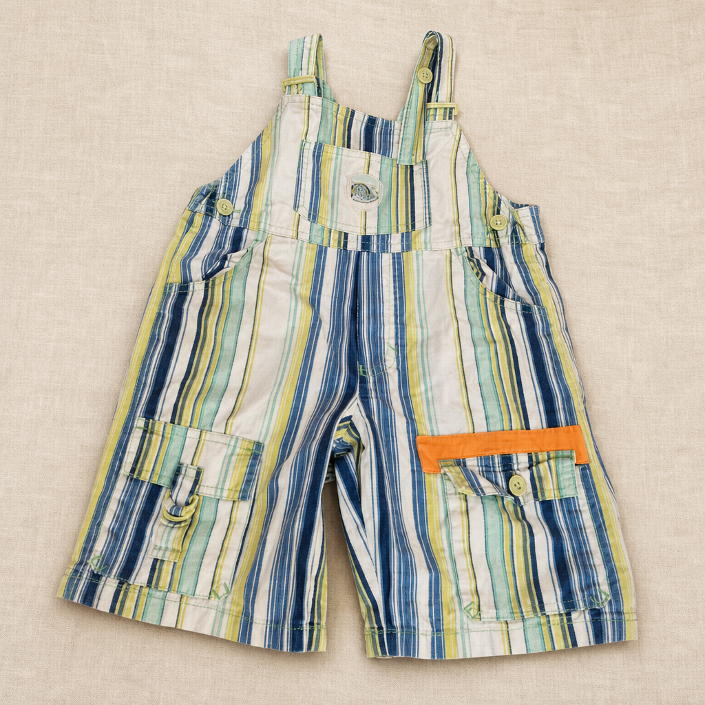 Peto largo TEX Babywear a rayas azules y verdes - TRK-ROP-0141