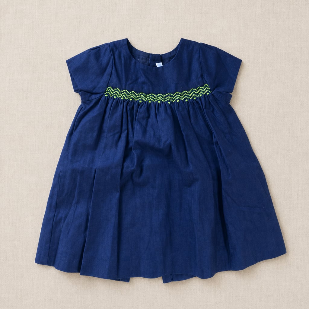 Vestido azul marino fruncido verde