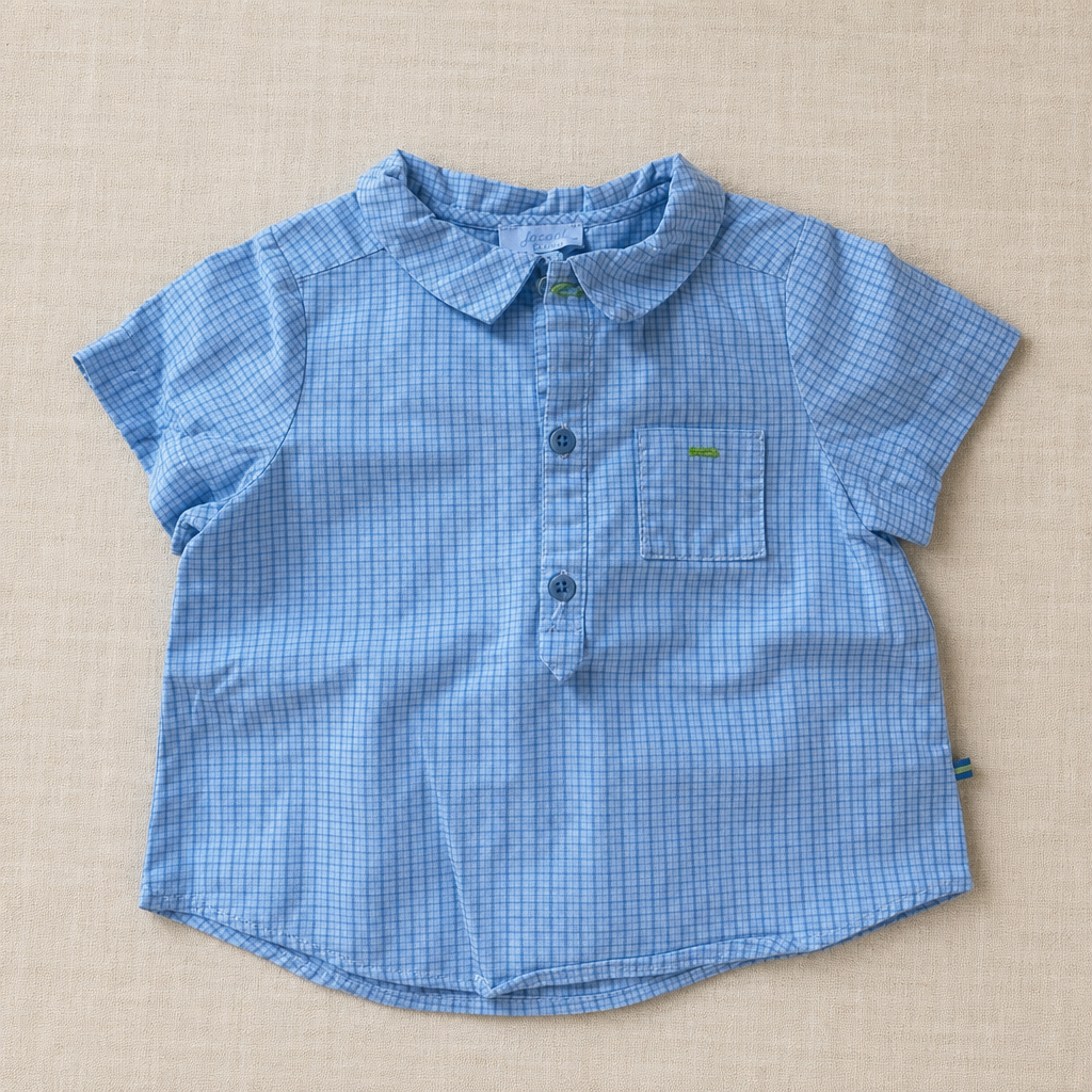 Camisa cuadros azul claro manga corta