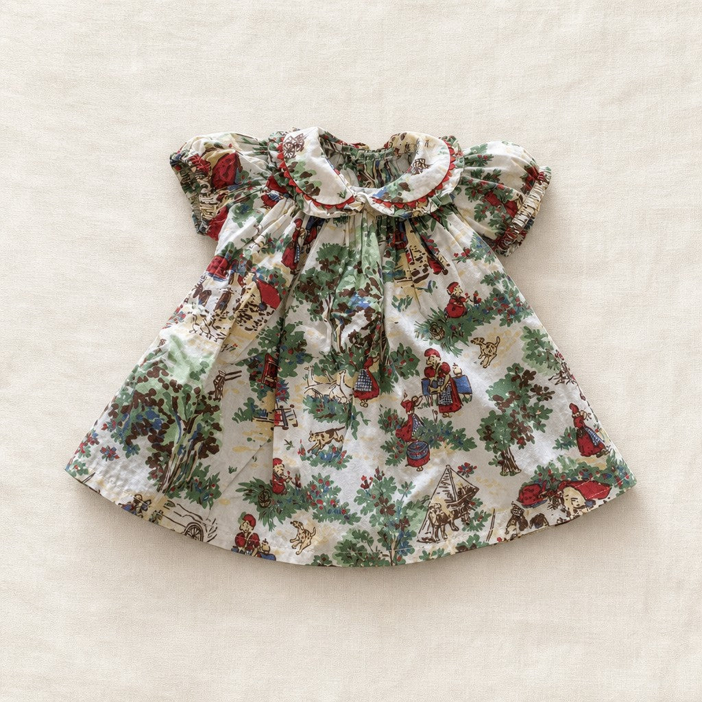 Vestido vintage Prénatal estampado paisaje rural infantil