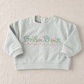 Sudadera vintage menta con bordado punto cruz BÉBÉ