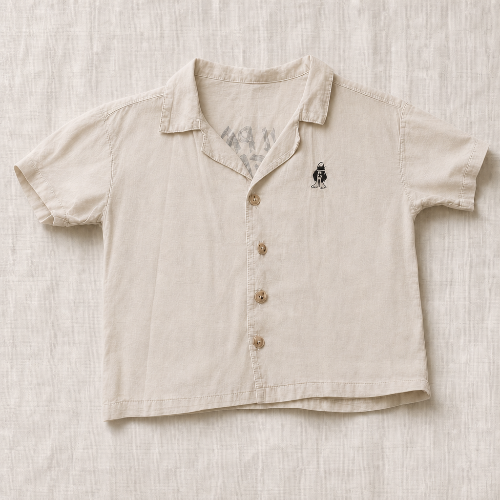 Camisa Bobo Choses beige natural con bordado pequeño