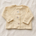 Cardigan vintage butter yellow con bordados de barcos