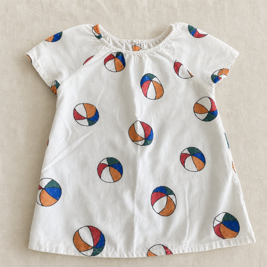 Vestido Bobo Choses blanco con pelotas multicolor