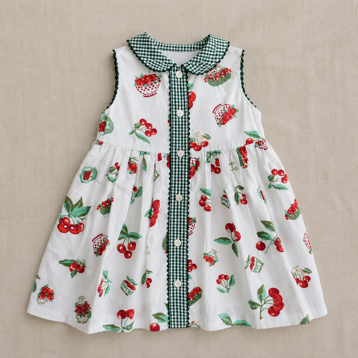 Vestido Tartine et Chocolat cerezas cuello vichy