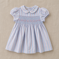 Vestido rayas celeste/rosa cuello bebe