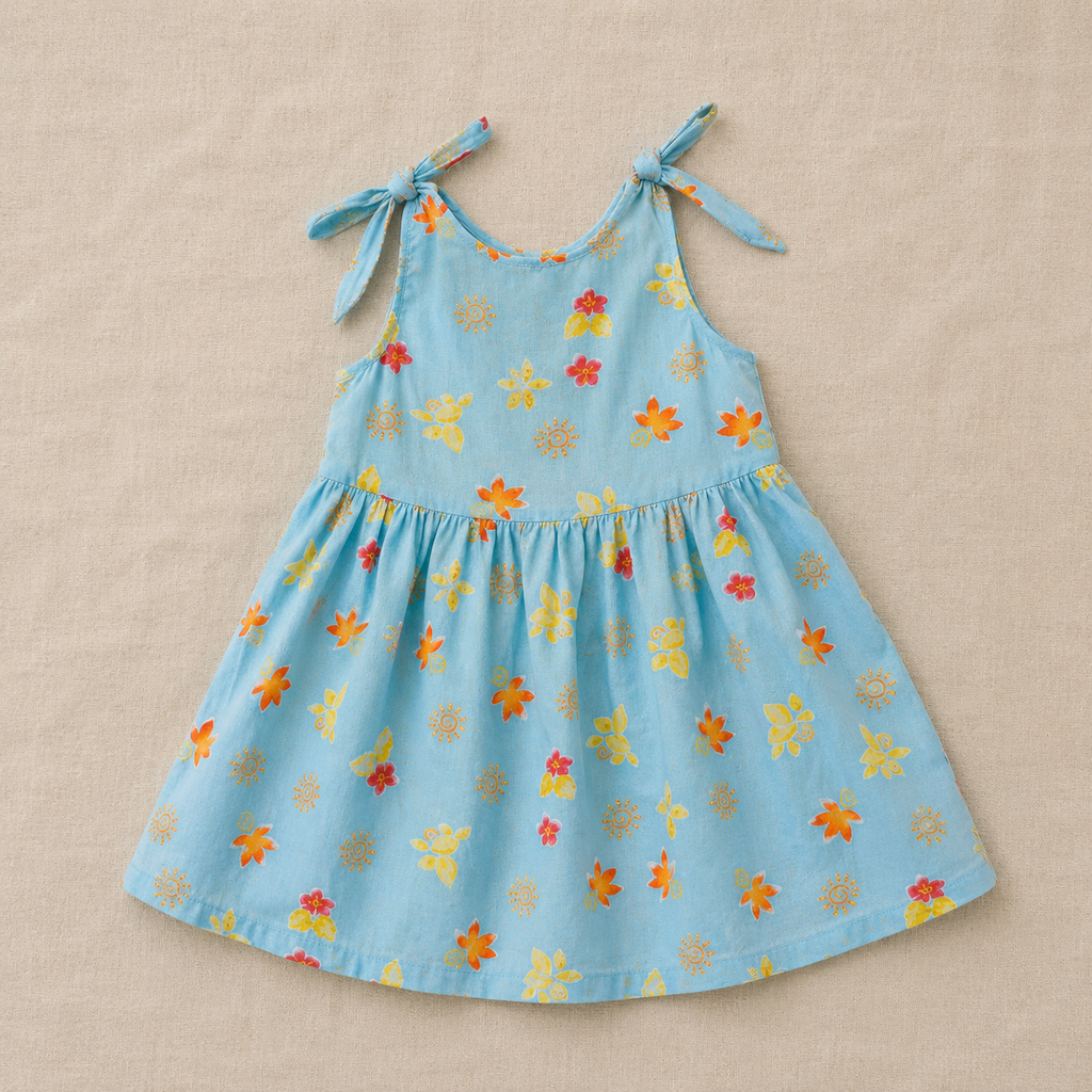 Vestido azul hojas y soles