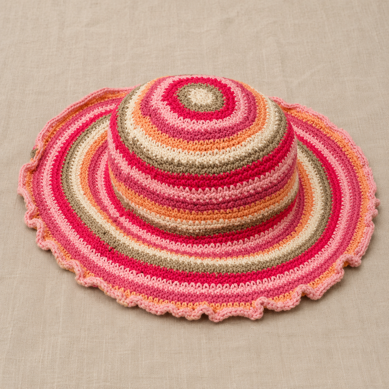 Sombrero infantil de algodón a rayas multicolor