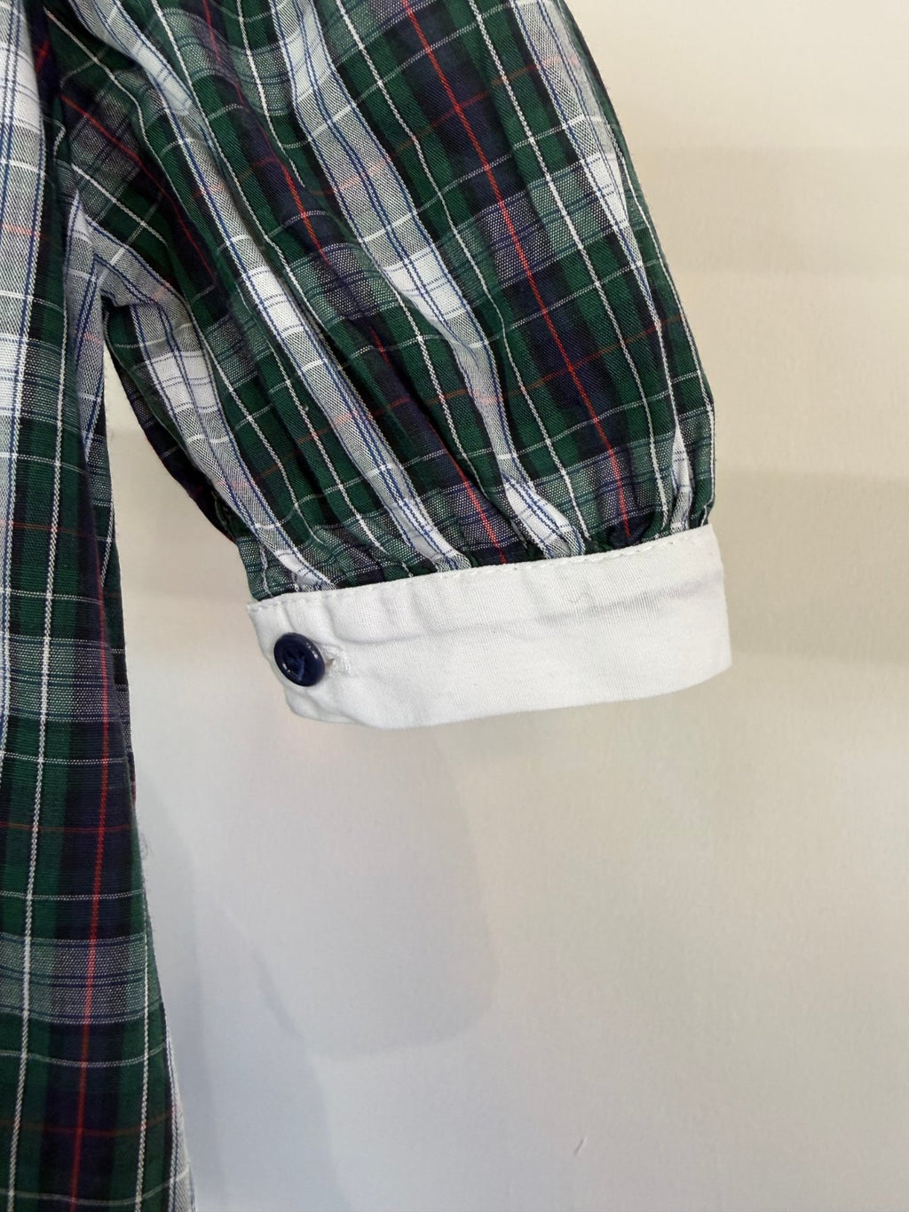 Vestido tartán verde con cuello bobo blanco