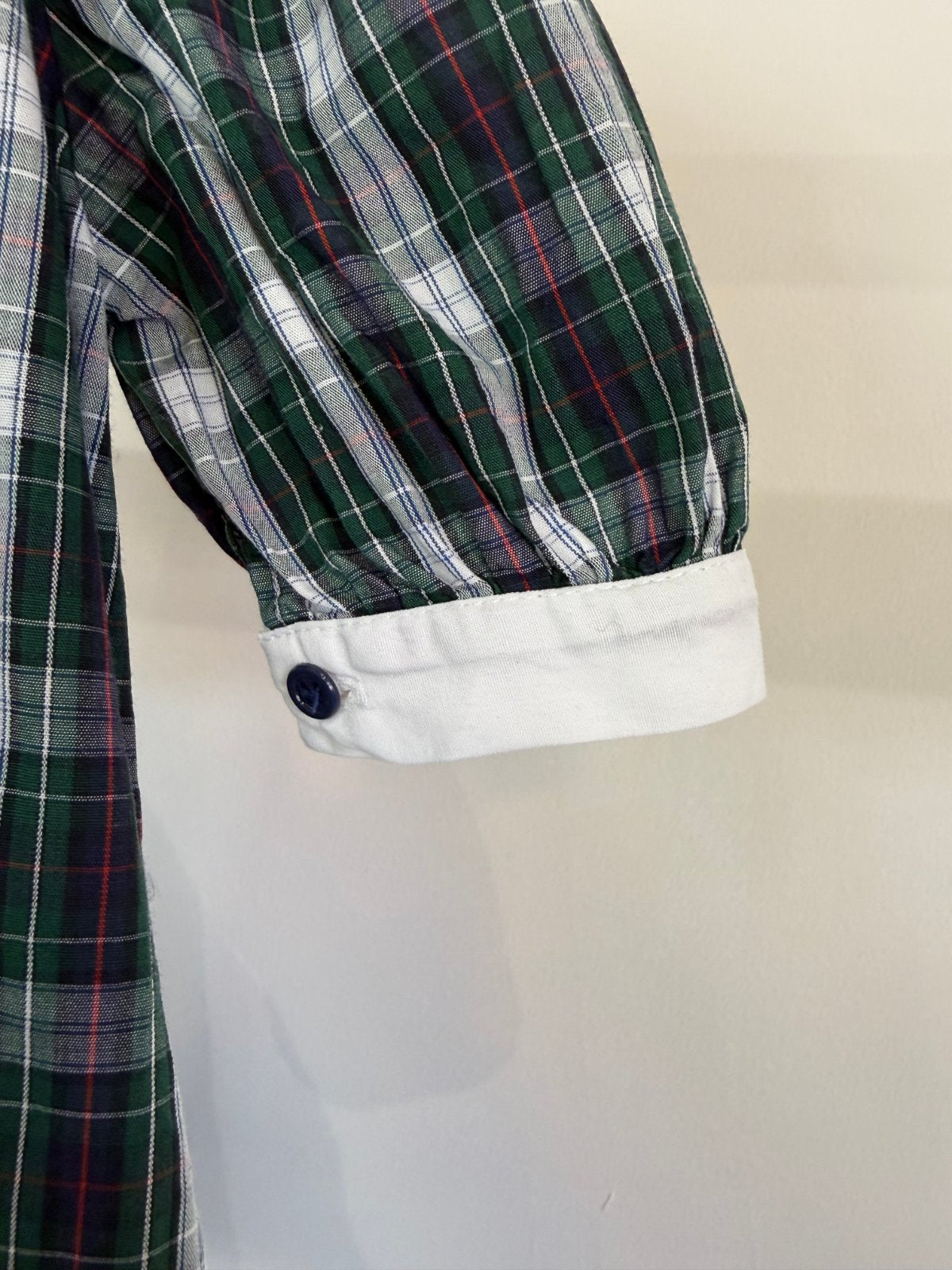 Vestido tartán verde con cuello bobo blanco